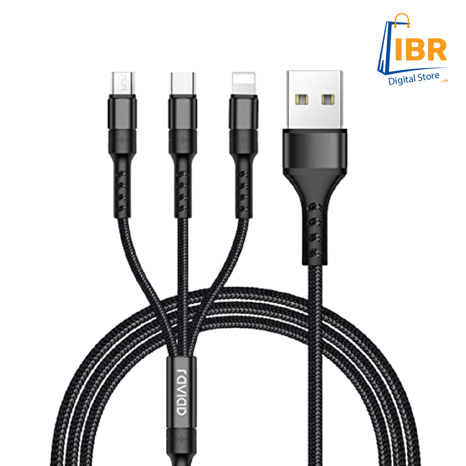 100% Pure Copper Imported 3 in 1 Charging Cable